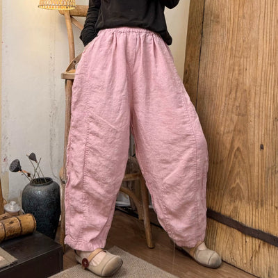 Loose Spring Casual Retro Distressed Linen Harem Pants for Women