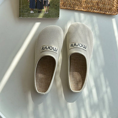 Women Summer Retro Mesh Closed Toe Soft Linen Sole Shoes