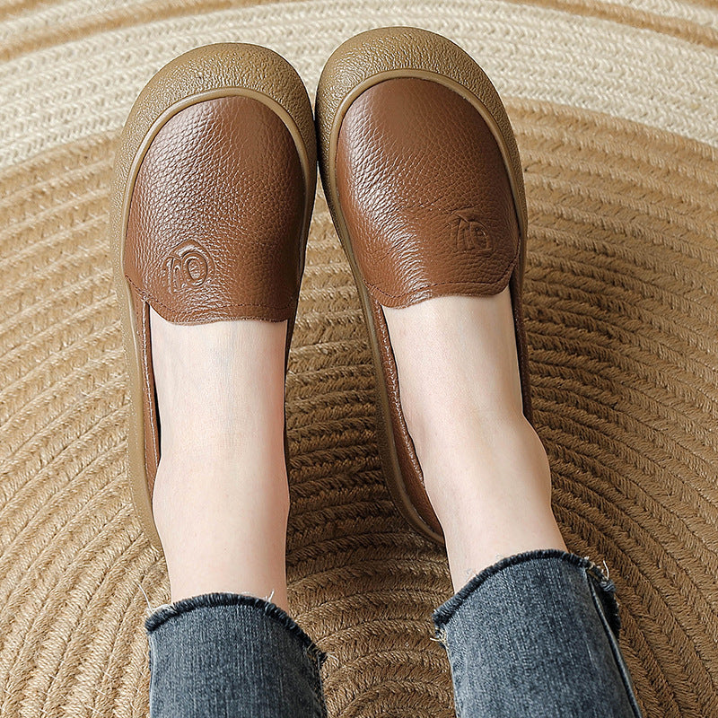 Women Casual Genuine Leather Everyday Slip-Ons Flats Shoes