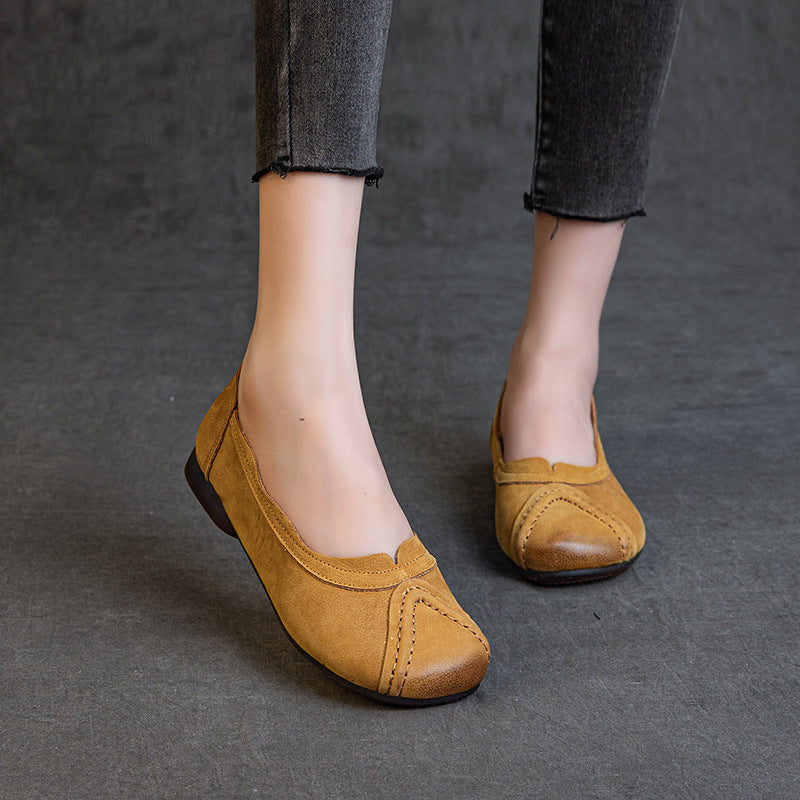 Babakud Retro Leather Everyday Soft Flat Sole Slip On Shoes