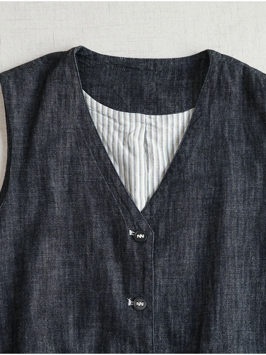 Versatile Retro Cotton V-Neck Patchwork Black Single Breasted Vest