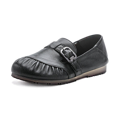 Babakud Women Spring Retro Genuine Leather Soft Sole Casual Flats