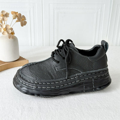 Women Retro Leather Patchwork Platform Casual Boots