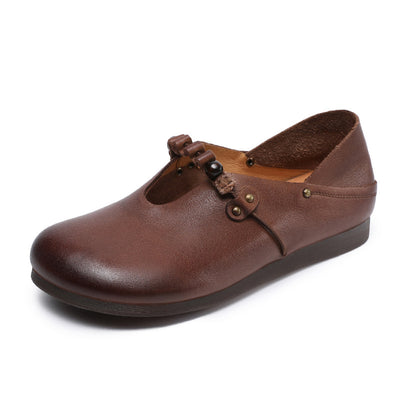 Babakud Women Spring Retro Style Round Toe Slip-On Shoes