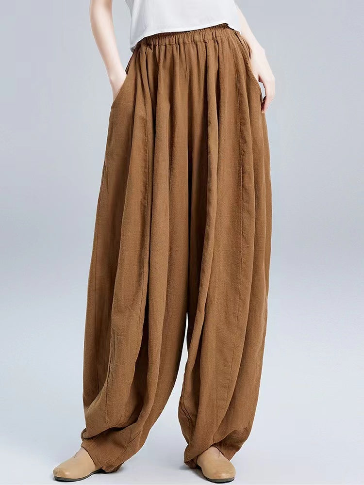 Babakud Spring Retro Linen Casual Loose Harem pants