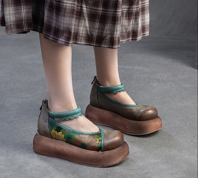 Ladies Spring Vintage Ethnic Style Printed Soft Platform Sandals