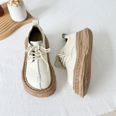 Women Retro Leather Patchwork Platform Casual Boots