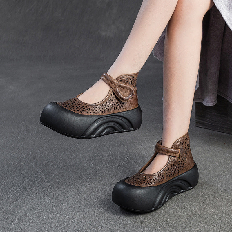 Women Spring Platform High-Top Sandals Hollow-Out Breathable Boots