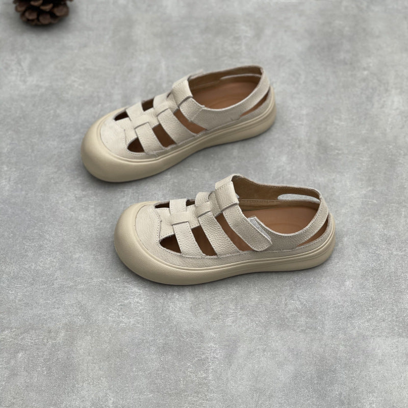 Casual Hollow Breathable Soft Leather Sandals for Women