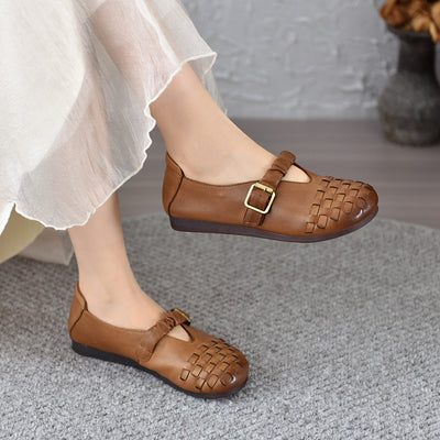 Babakud Women Spring Retro Handwoven Soft-Sole Loafers