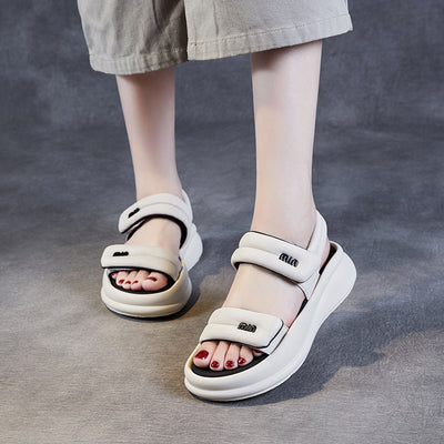 Women Suede Bread Sole Open Toe Chunky Velcro straps Platform Sandals