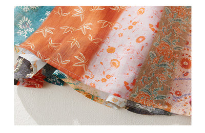Women Spring Ethnic Style Ramie Patchwork A-Line Skirt