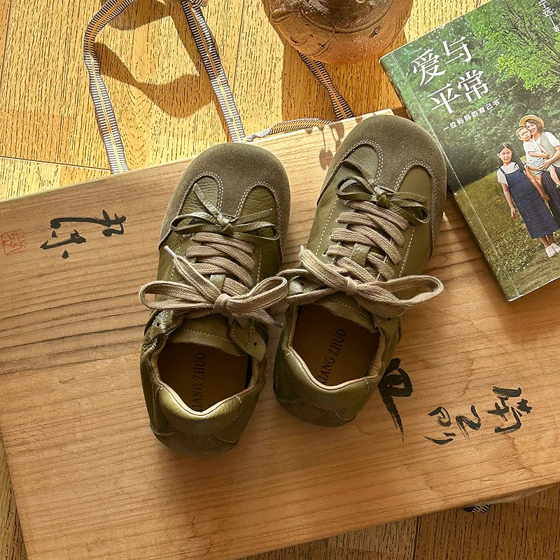 Women Leather Sueded Patchwork Sports Versatile Sneakers