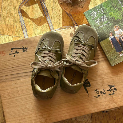 Women Leather Sueded Patchwork Sports Versatile Sneakers