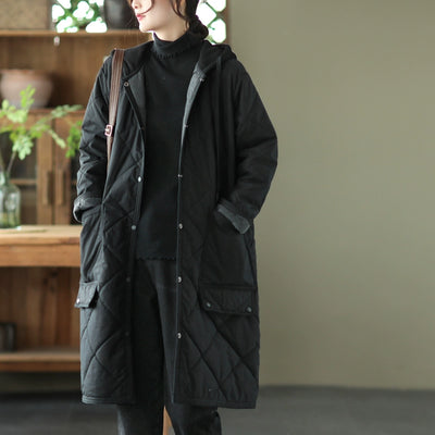 Babakud Winter Cotton Warm Plaid Thick Hoodie Overcoat