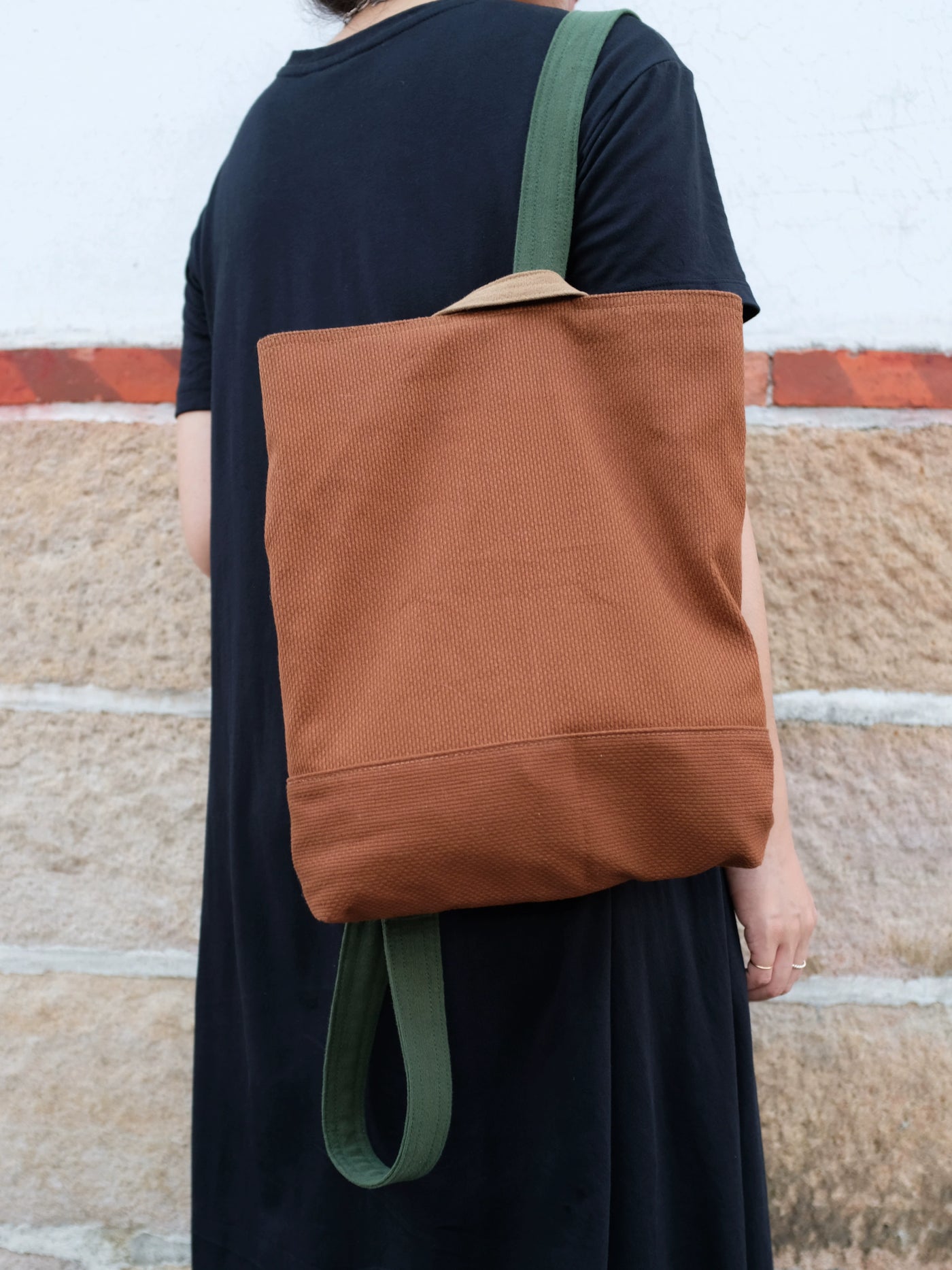 Babakud Vintage Cotton Colorblock Magnetic Closure Backpack