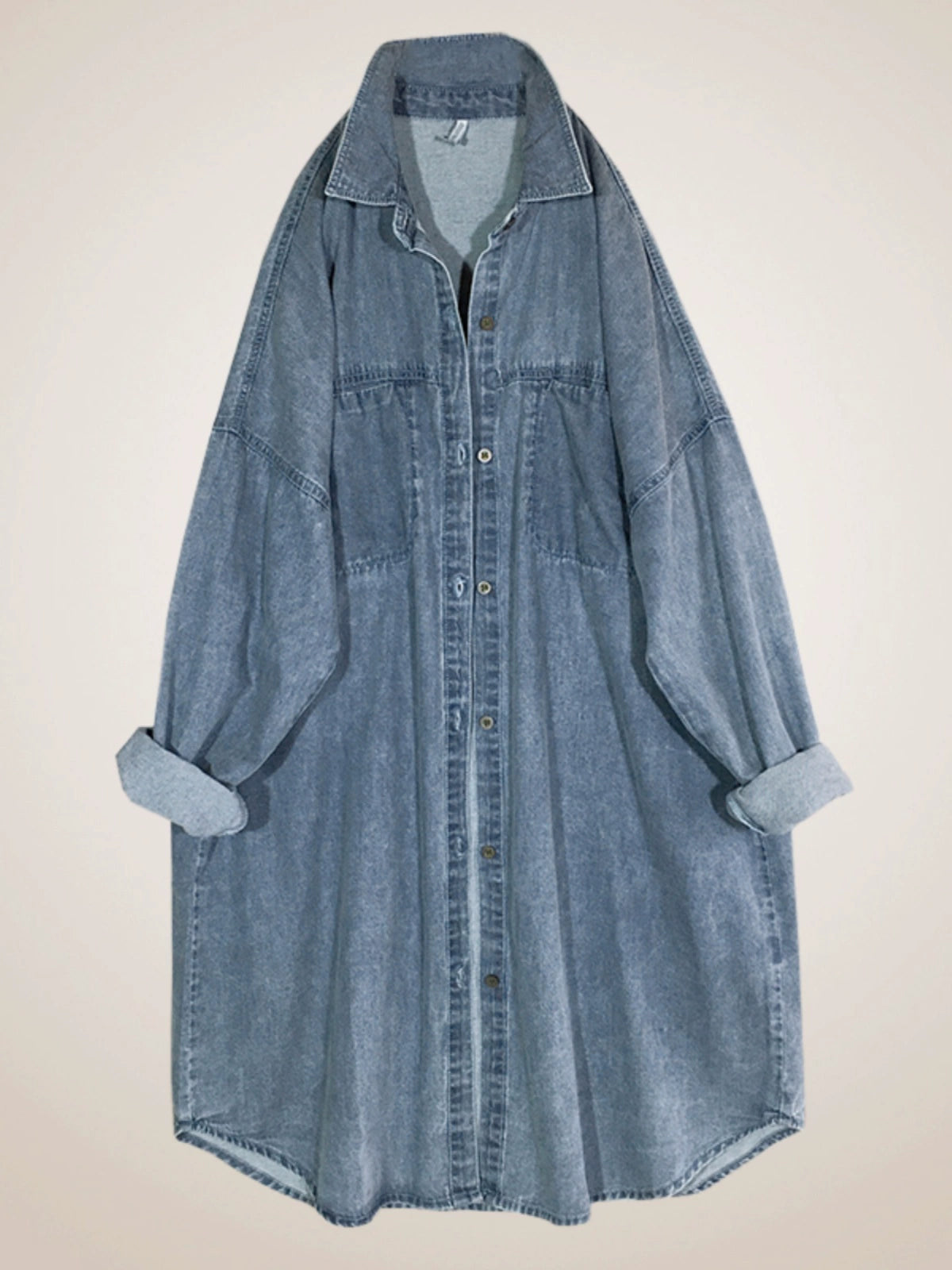 Women Retro Denim Long Sleeves Loose Casual Coat