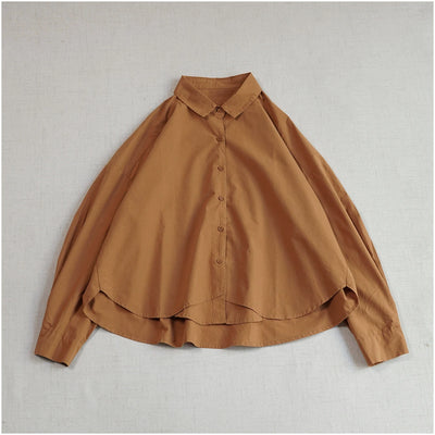 Retro Cotton Casual Solid Color Loose Versatlie Shirt