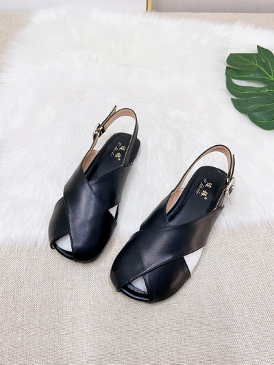 Summer Retro Leather Casual Wide Toe Cut Out Flat Sandals