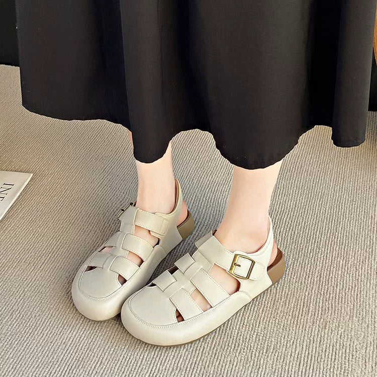 Babakud Summer Retro Sueded Casual Cut Out Soft Flat Sole Shoes