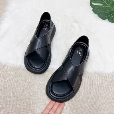 Summer Casual Leather Plus Size Open Toe Soft Sole Shoes