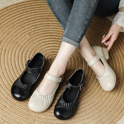 Babakud Retro Leather Soft Sole Round Closed Toe Sandals