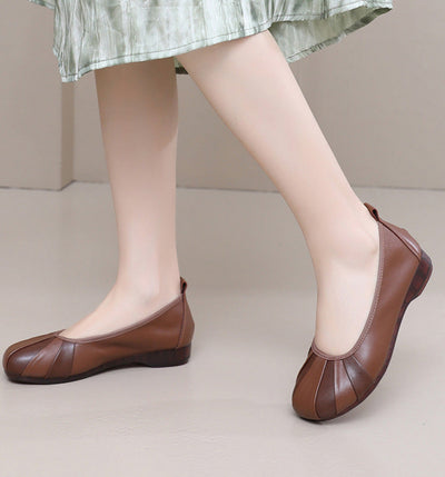 Women's Comfy Retro Contrast Color Soft Sole Flat Slip-On Shoes