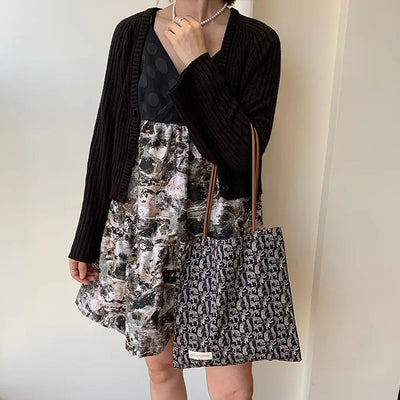 Retro Cheetah Fashionable Canvas Bag Single Shoulder Bag