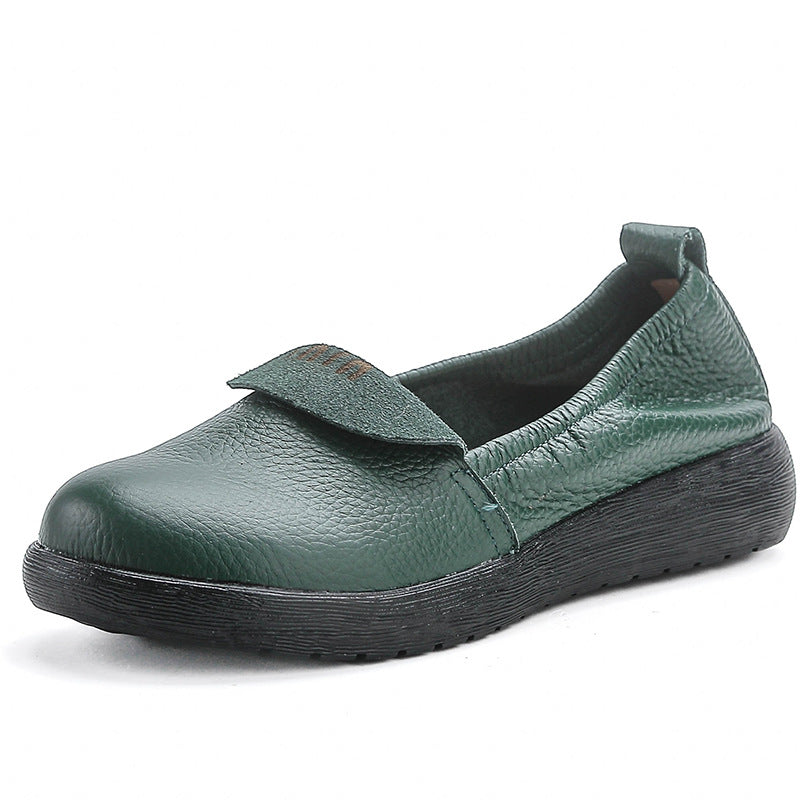Babakud Retro Leather Casual Soft Flat Sole Slip-Ons Flats Shoes