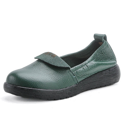 Babakud Retro Leather Casual Soft Flat Sole Slip-Ons Flats Shoes