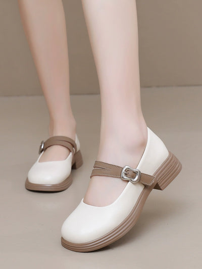 Babakud Sheepskin Leather Plus Size Shallow Single-Strap Sandals