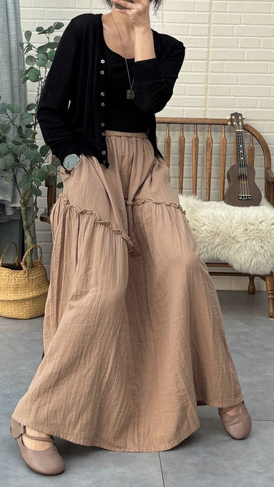 Summer Retro Casual Cotton Versatile Asymmetrical Hem Skirt