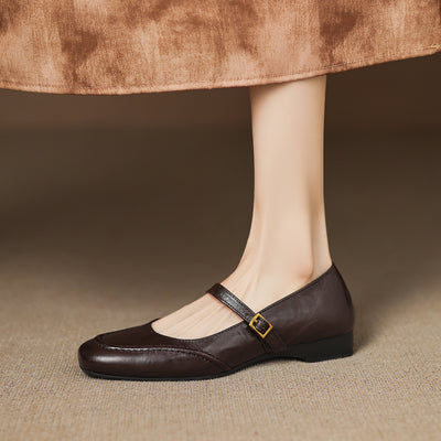 Babakud Vintage Sheepskin Leather Shallow One Straped Shoes