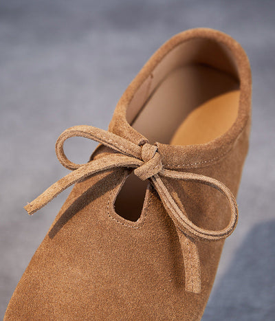 Women Lace Up Genuine Leather Suede Moccasins Casual Shoes