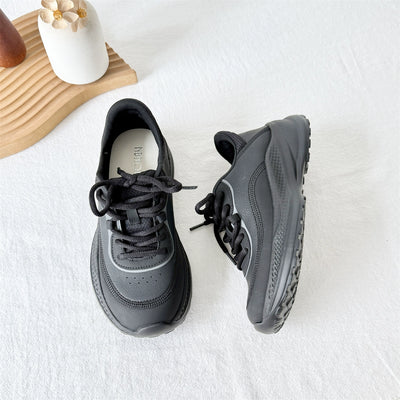 Casual Leather Versatile Soft Thick Sole Lace-Up Sports Sneakers