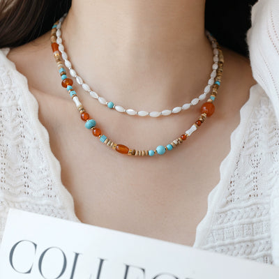 Babakud Women Retro Natural Stone Agate Necklace