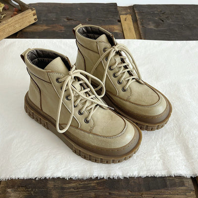 Babakud Women Vintage PU Casual Autumn Ankle Boots