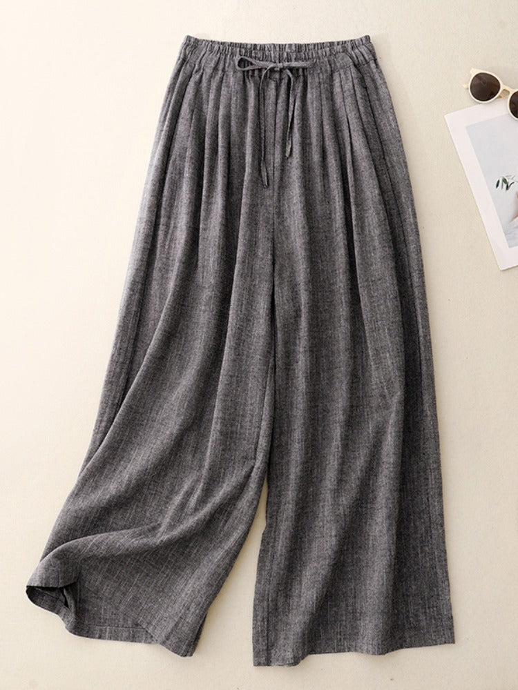 Babakud Spring Retro Linen Leisure Lace-Up Pants