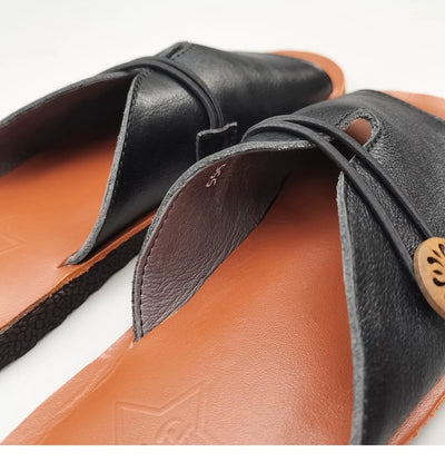 Summer Casual Leather Breathable Open Soft Toe Slippers