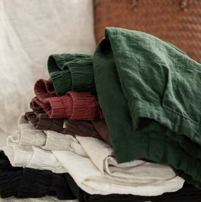 Ladies Spring Loose Vintage Washed Solid Linen Harem Pants