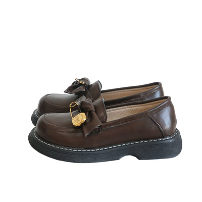 Babakud Women Spring Vintage Forest-Style Chunky Shoes with Bow