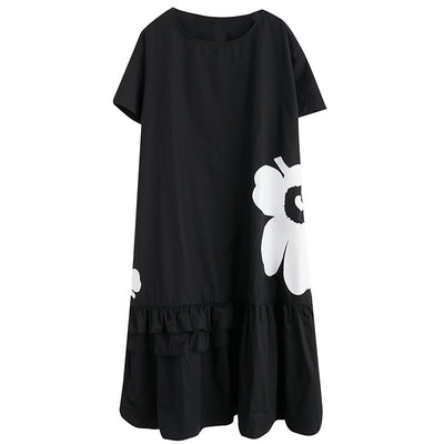 Women Spring Vintage Cotton Printed Flower A-Line Dress