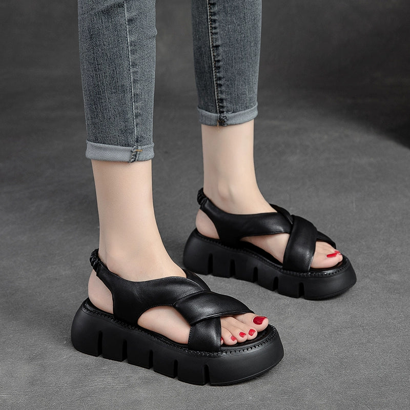 Women Top Genuine Leather Fashionable Open Toe Sandals