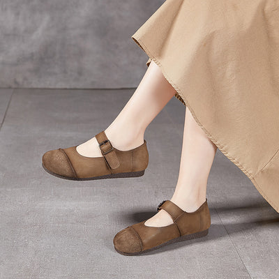 Babakud Vintage Casual Leather Round Toe Soft Sole Flats