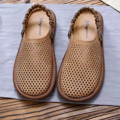 Women Summer Retro Closed Toe Hallow Soft Sole Slippers