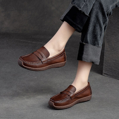 Babakud Spring Retro Leather Non-Slip Flat Loafer Shoes