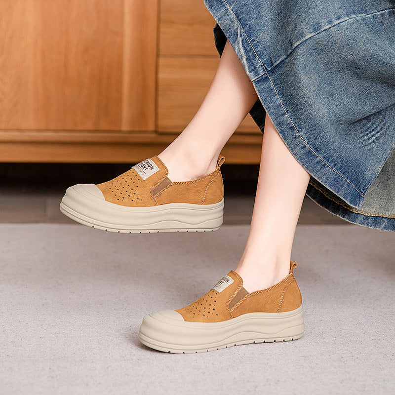 Women Casual Breathable Platform Colorblock Slip-On Shoes