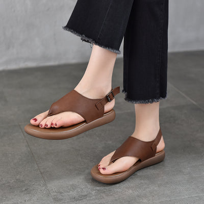 Genuine Leather Retro Casual Flip-Flop Soft Sole Shoes