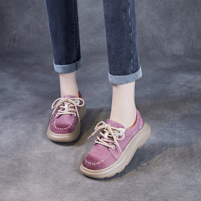 Fashion Lightweight Thick Soled Lace-Up Casual Shoes for Women