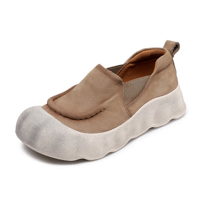 Babakud Retro Casual Leather Soft Sole Slip-Ons Flat Shoes